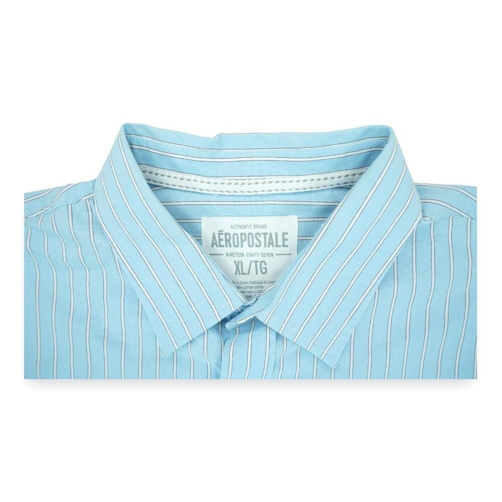 Aeropostale Nineteen Eighty Seven Men's Striped Dress Shirt Blue Size XL‎ - Picture 3 of 5
